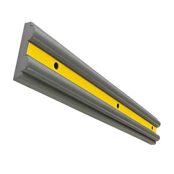 Wall guard railing with yellow reflective strip